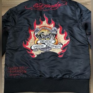 Ed hardy black bomber jacket